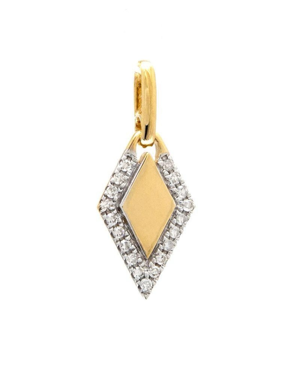 14K Real Solid Yellow Gold Diamond Shape Natural Diamond Pendant 0.10ctw 7×17mm